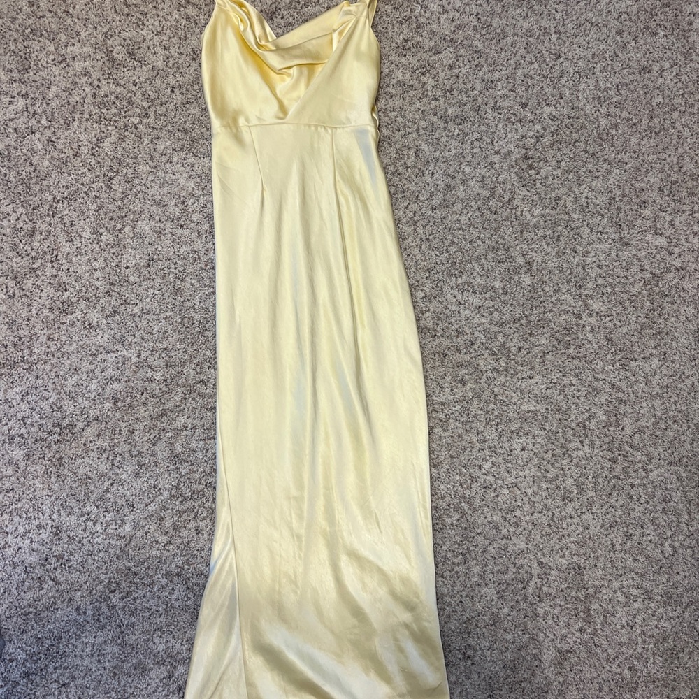 Chic Yellow Satin Maxi Dress